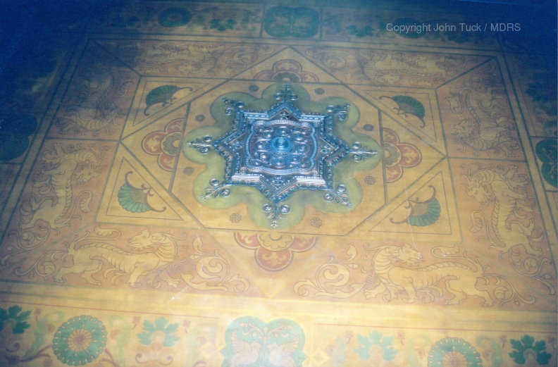 Original ceiling decoration above entrance staircase at the Midland Grand Hotel