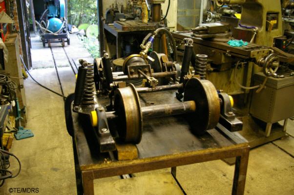 Carriage bogie in the workshops at WOody Bay
