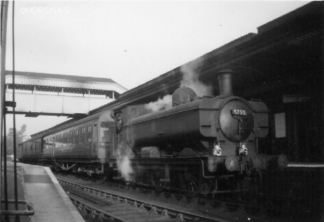 5755 at Bourne End with a special parcels train